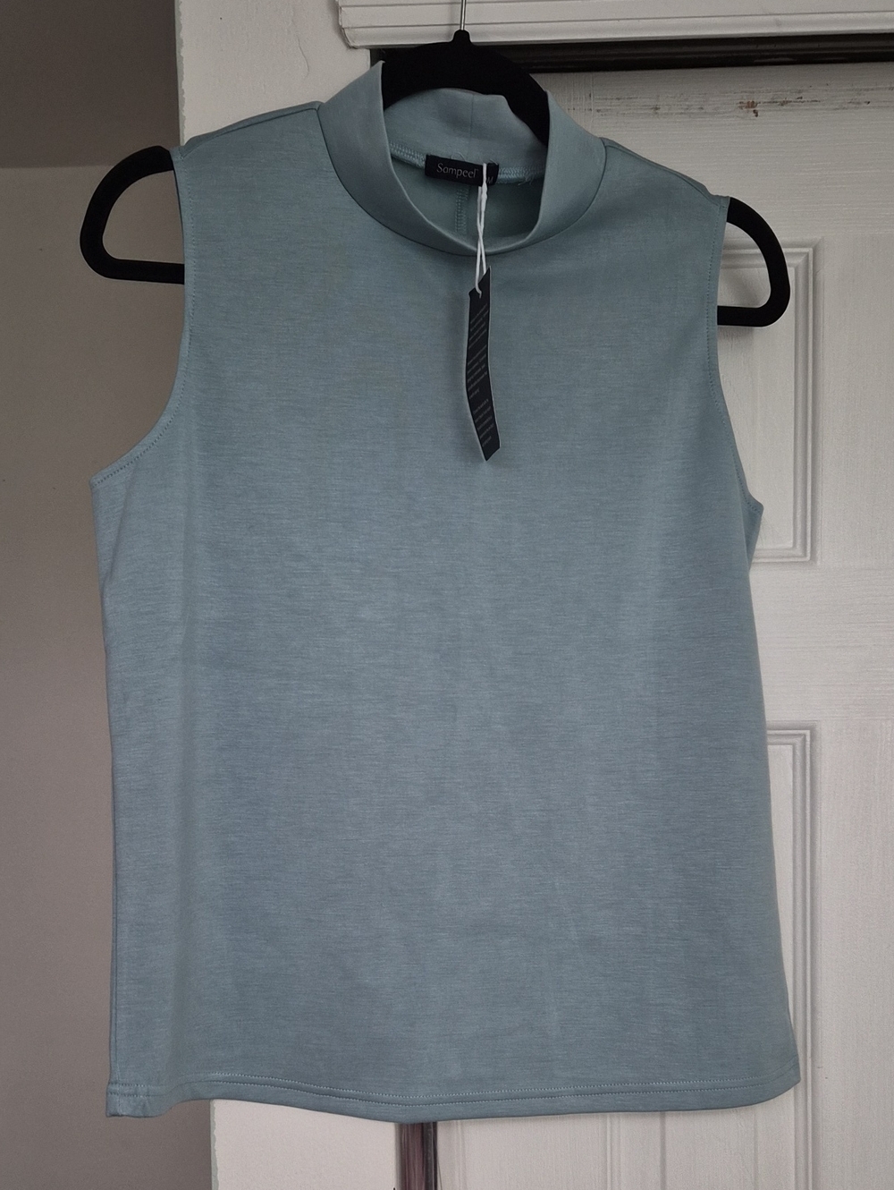 Sampeel Sleeveless Mock Neck Tank in Pale Blue